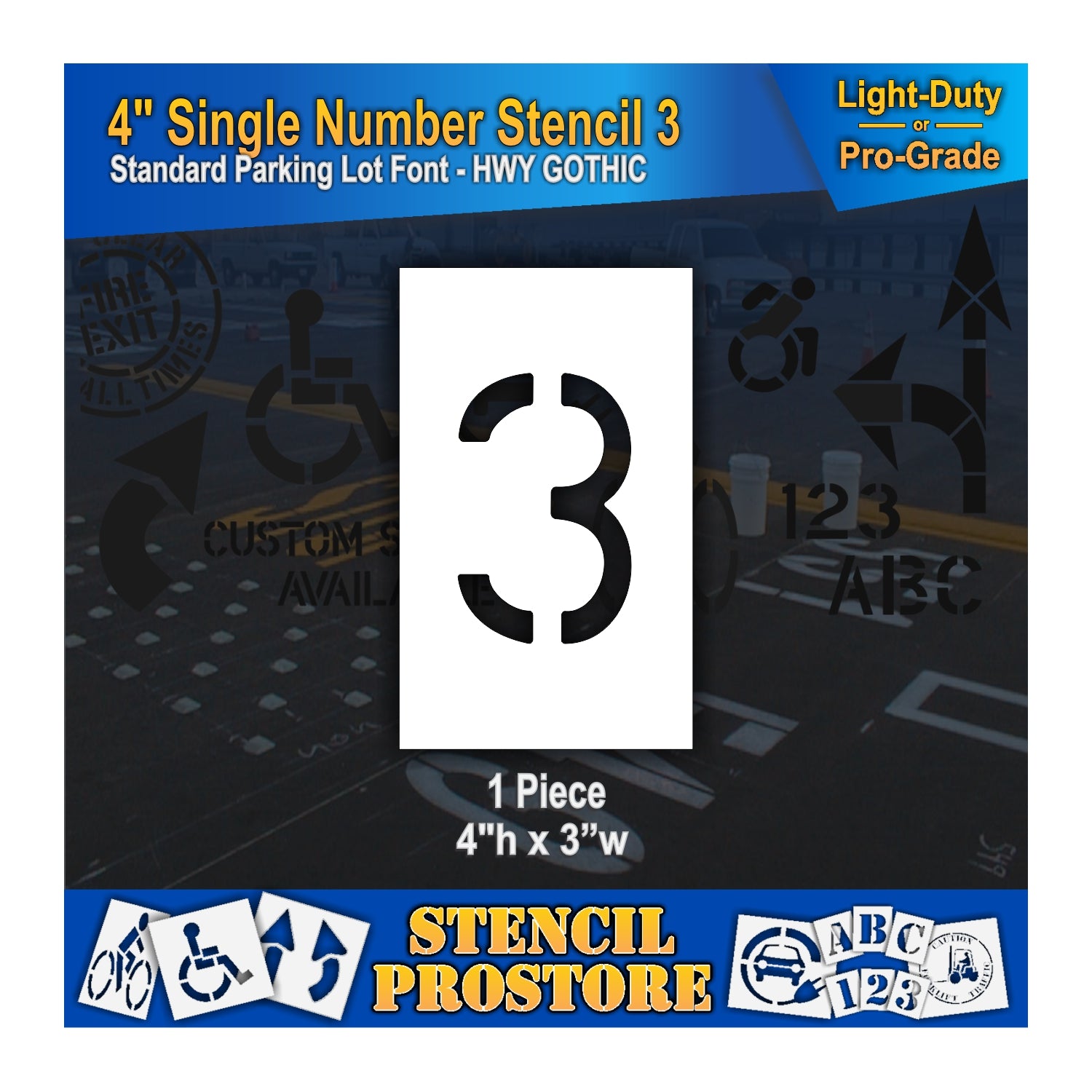 graphic image of 4" single number 3 stencil
