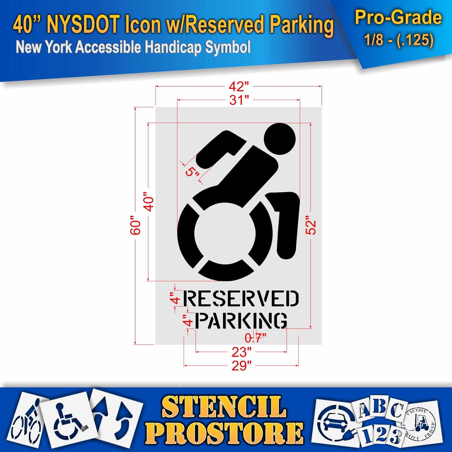 40 Inch NYSDOT Accessible Icon with RESERVED PARKING Pavement Stencil – ADA-Compliant Stencil for Parking Lots