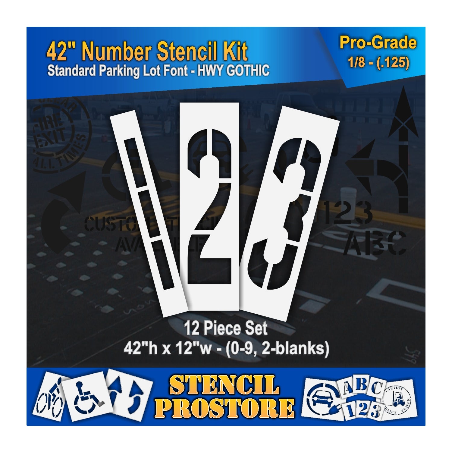 graphic image of 42" numbers 123 stencil. 0.125" material thickness