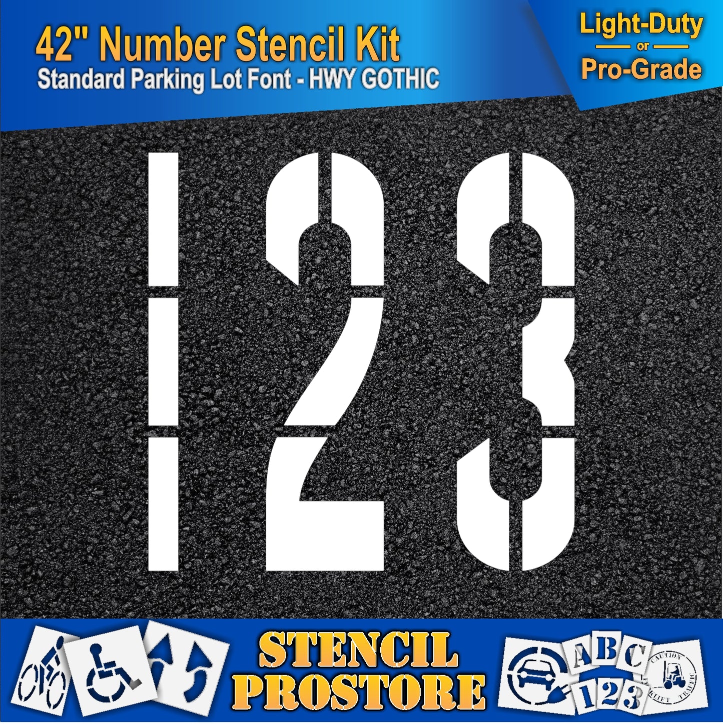 picture of 42" numbers 123 marking on asphalt pavement