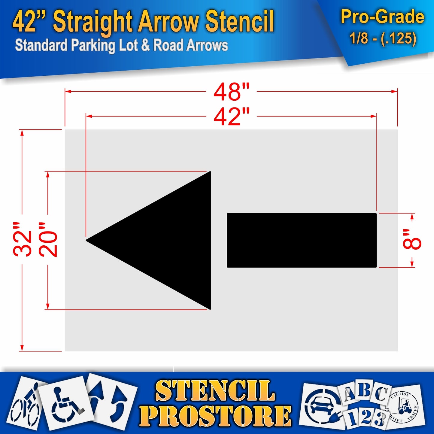 42 Inch Straight Arrow Stencil – Parking Lot and Highway Stencil