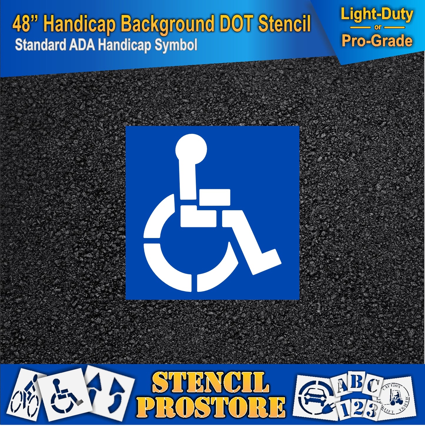 48 Inch Handicap Background Only Pavement Stencil – ADA-Compliant Stencil for Parking Lots