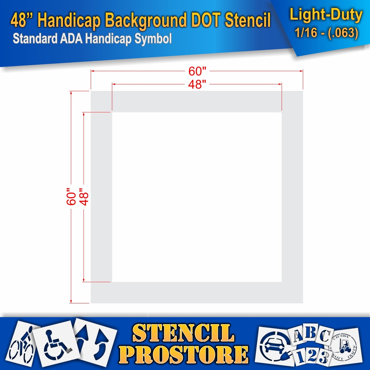48 Inch Handicap Background Only Pavement Stencil – ADA-Compliant Stencil for Parking Lots