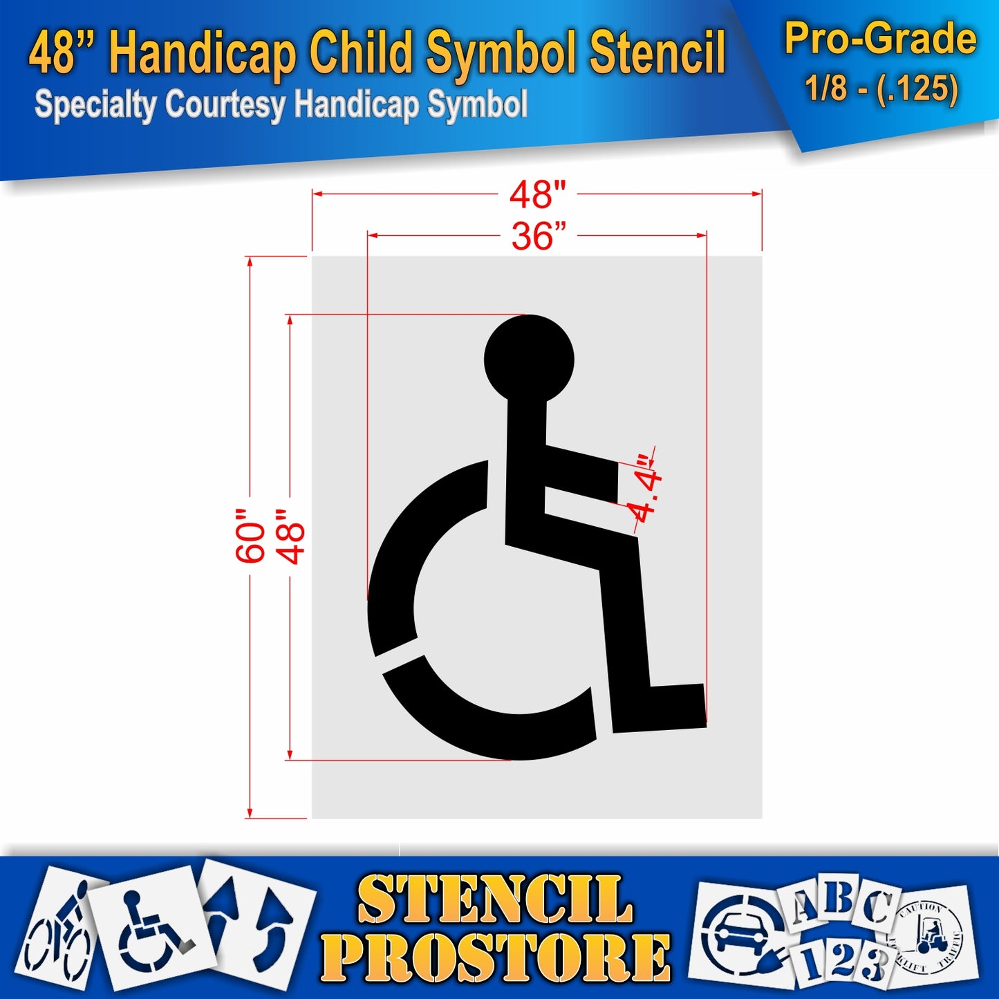48 Inch Handicap Child Symbol Pavement Stencil – Specialty Courtesy Stencil for Parking Lots