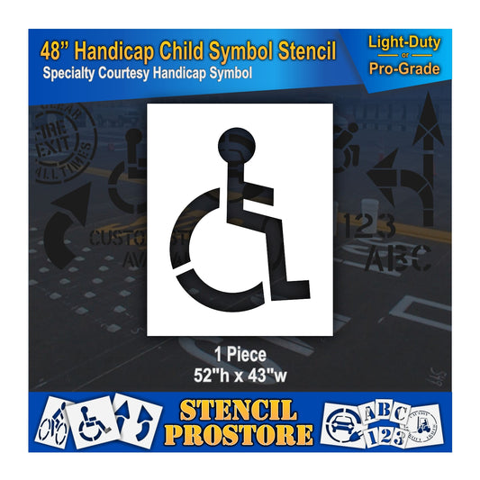 48 Inch Handicap Child Symbol Pavement Stencil – Specialty Courtesy Stencil for Parking Lots