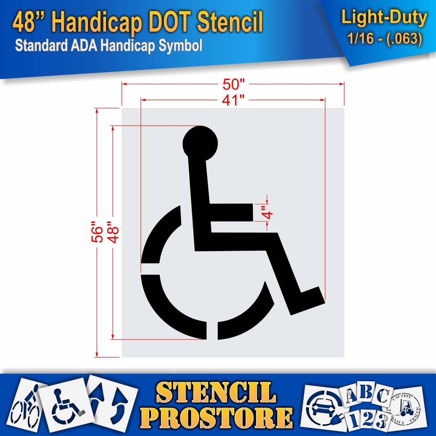 48 Inch Handicap Pavement Stencil – ADA-Compliant Stencil for Parking Lots