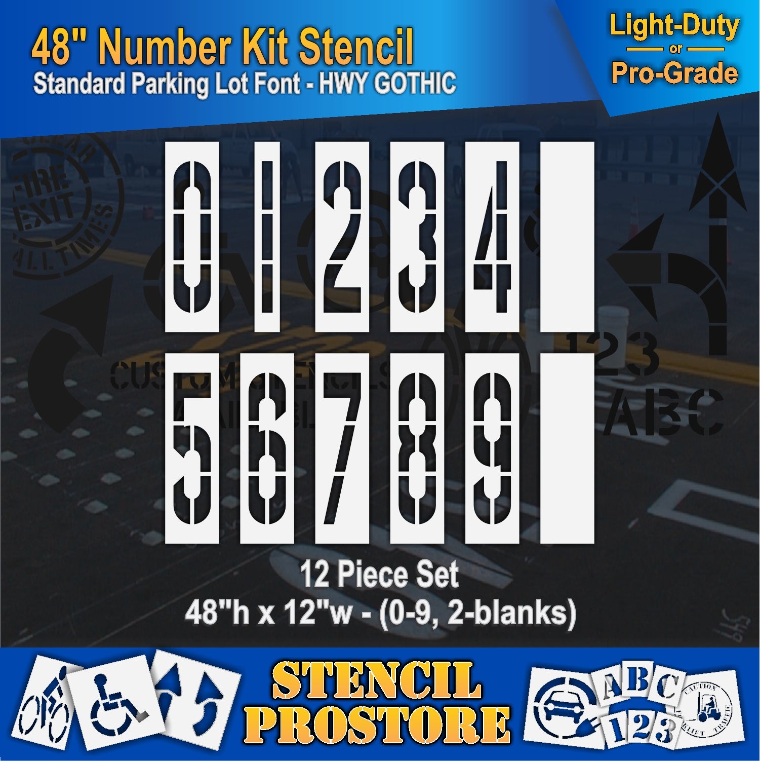 graphic image of 48" number kit stencil full set 0-9 with 2 blanks
