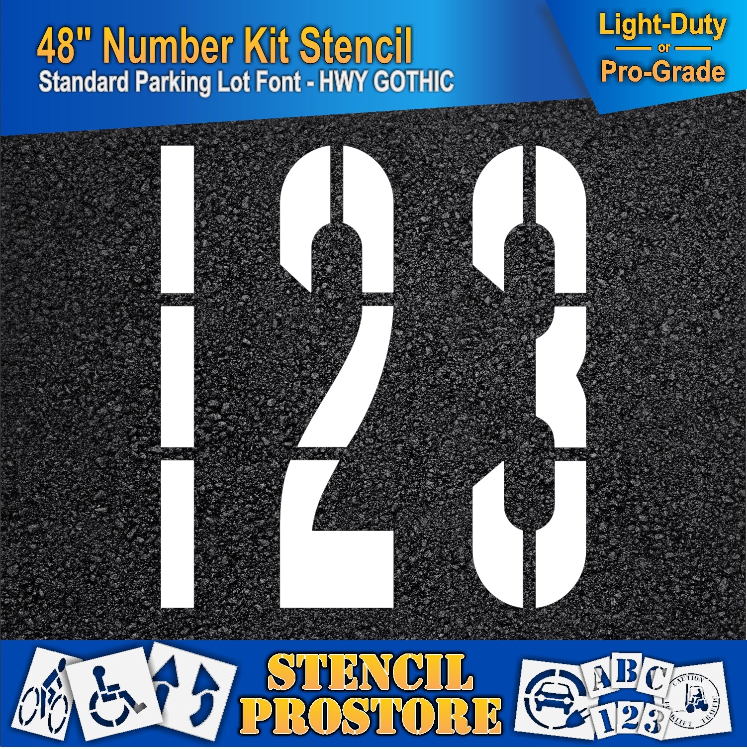 picture of 48" 123 marking on asphalt pavement, using 48" number kit