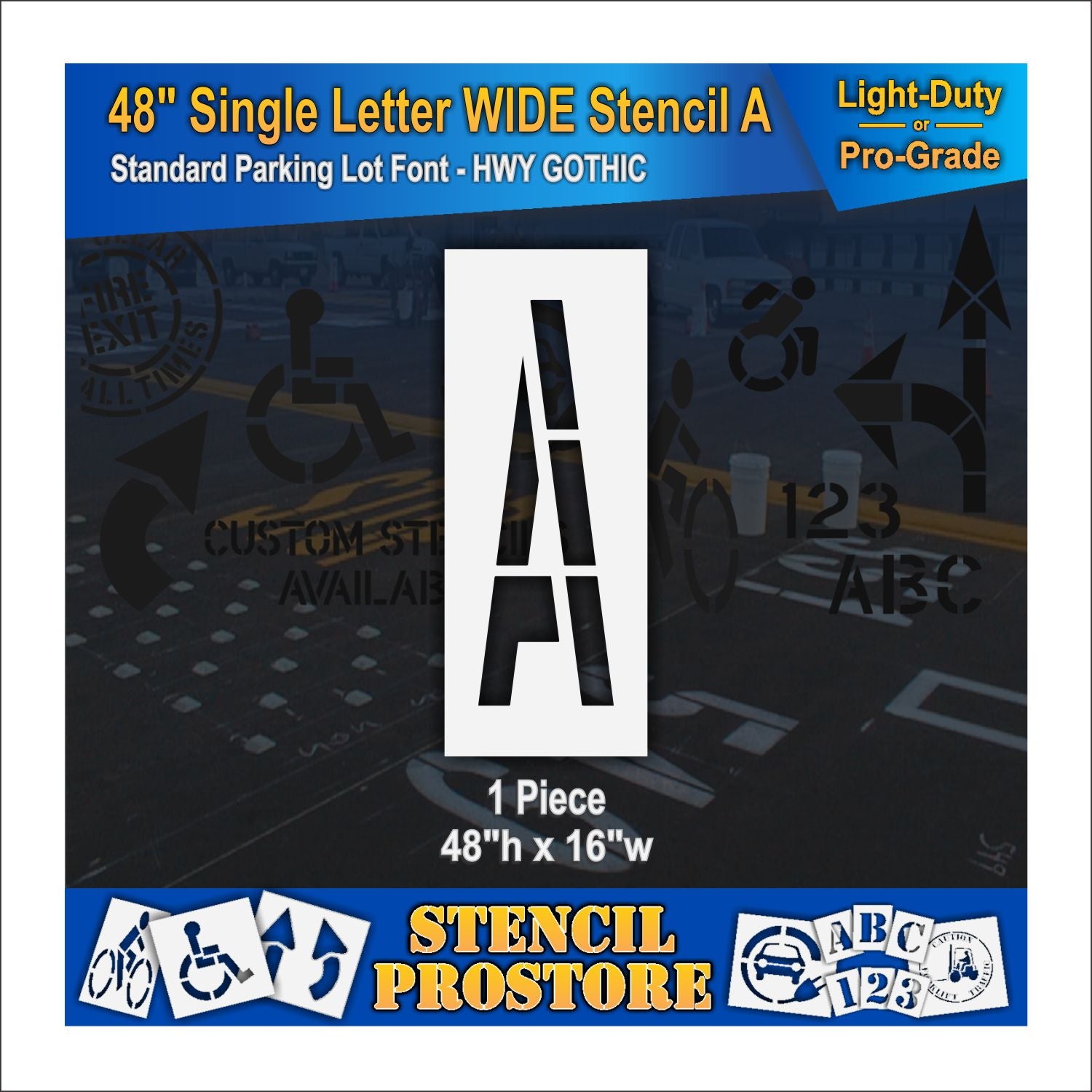 graphic image of 48" wide single letter A stencil