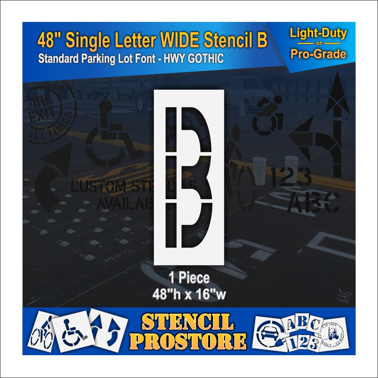 graphic image of 48" wied single letter B stencil