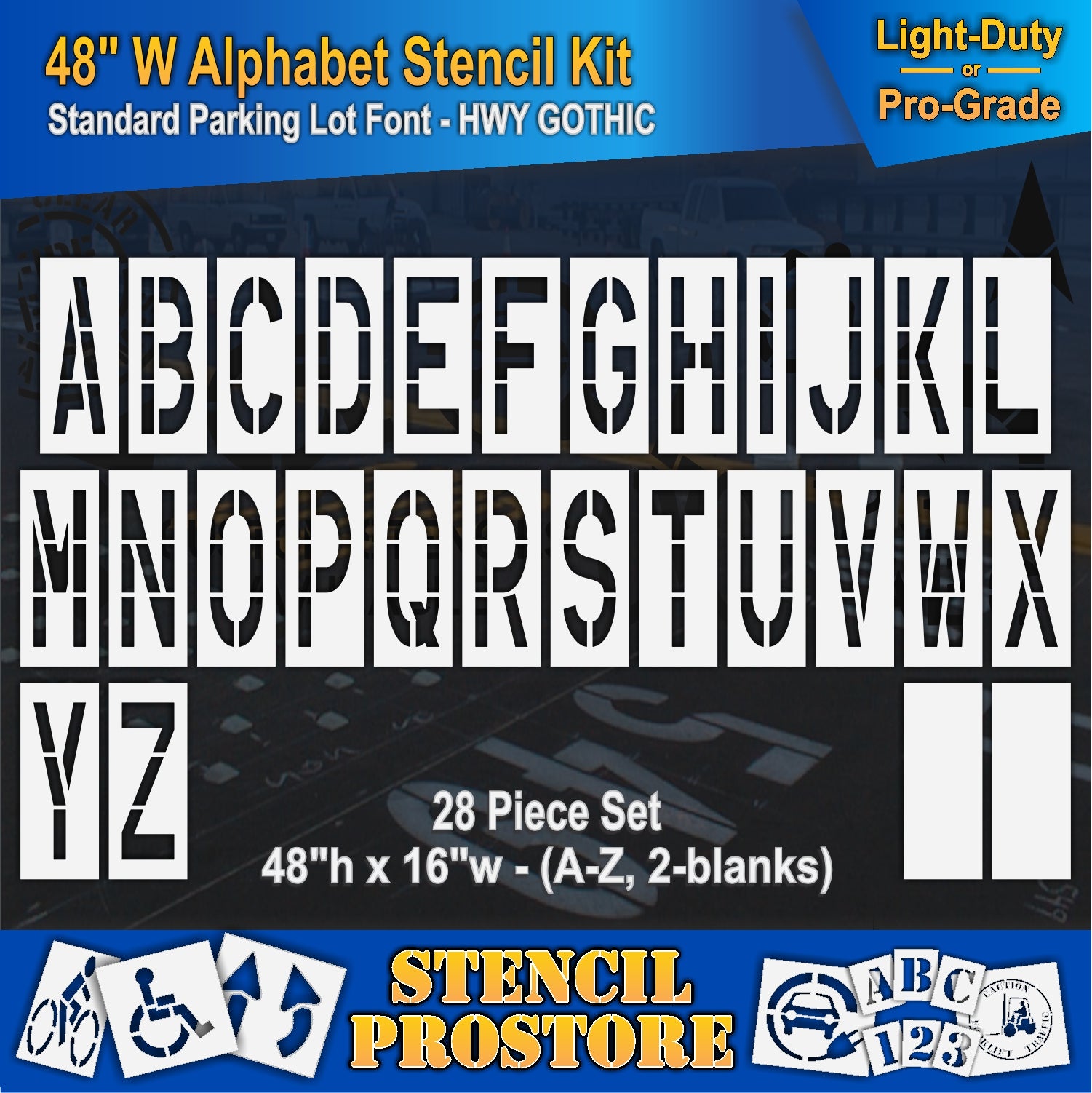 graphic image of 40"wide alphabet kit full set A-Z with 2 blanks