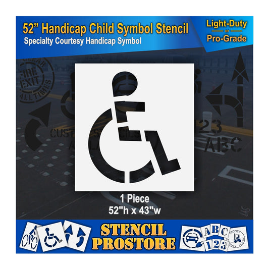52 Inch Handicap Child Symbol Pavement Stencil – Specialty Courtesy Stencil for Parking Lots