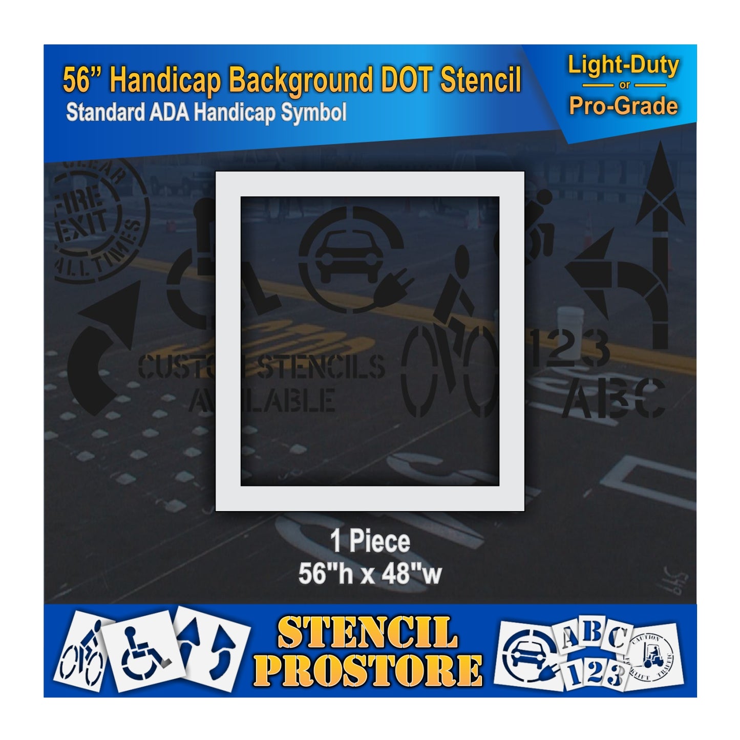 56 Inch Handicap Background Only Pavement Stencil – ADA-Compliant Stencil for Parking Lots