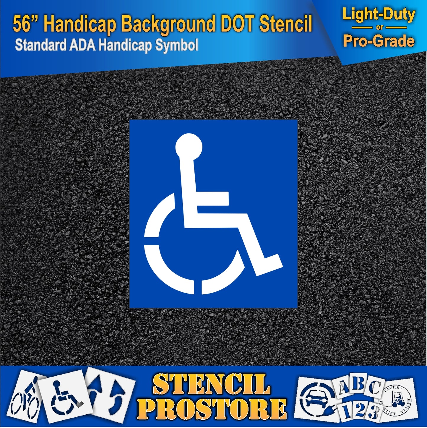 56 Inch Handicap Background Only Pavement Stencil – ADA-Compliant Stencil for Parking Lots