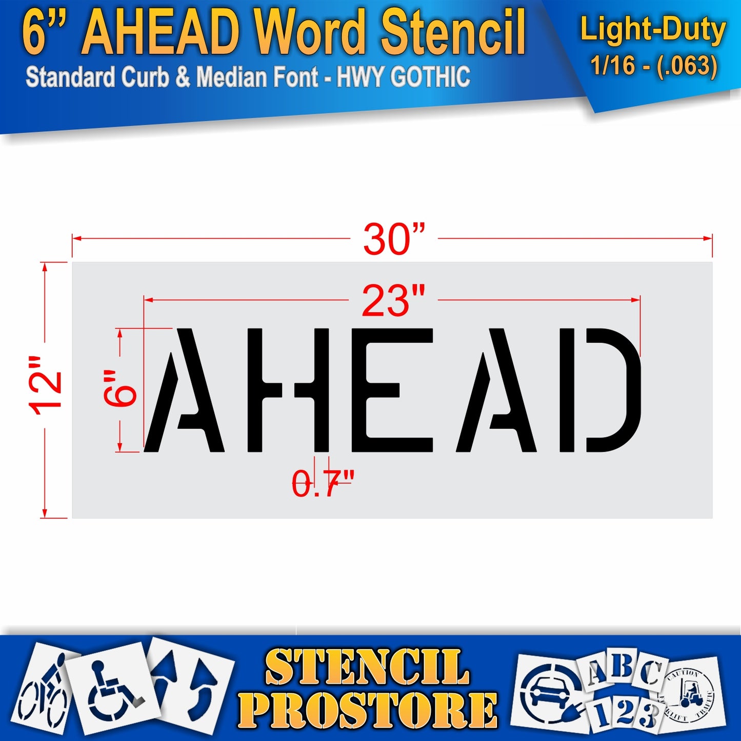 6 Inch AHEAD Wording Stencil – for Parking Lot and Area Labeling Stencil