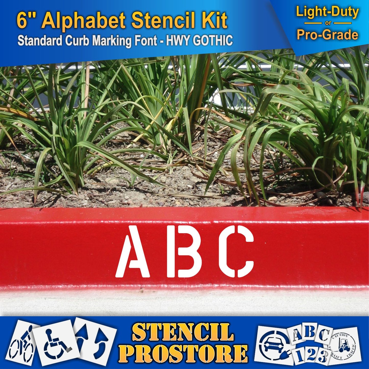 picture of curbside with 6" ABC marking, using 6" alphabet kit