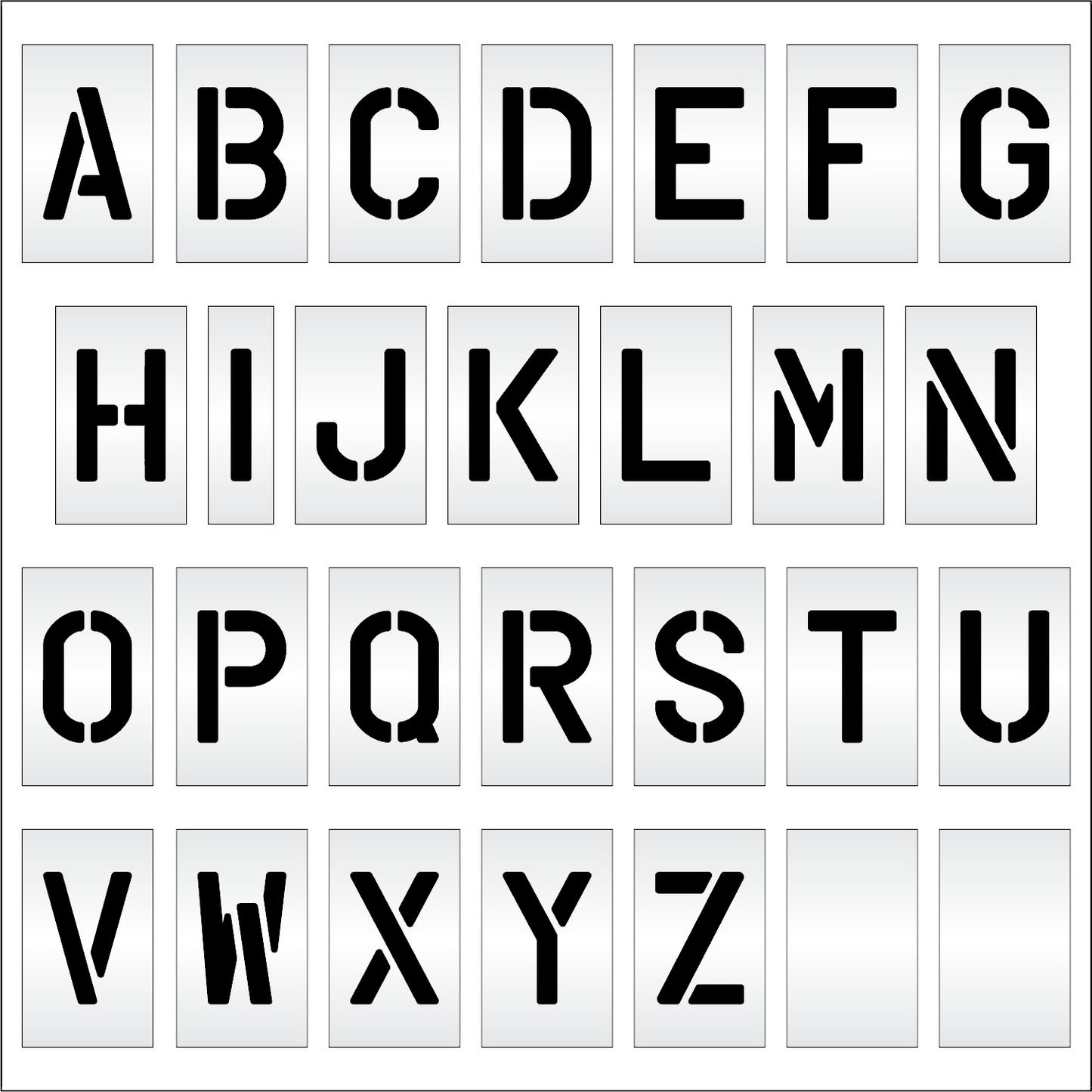 graphic image of 6" alphabet kit stencil full set A-Z with 2 blanks