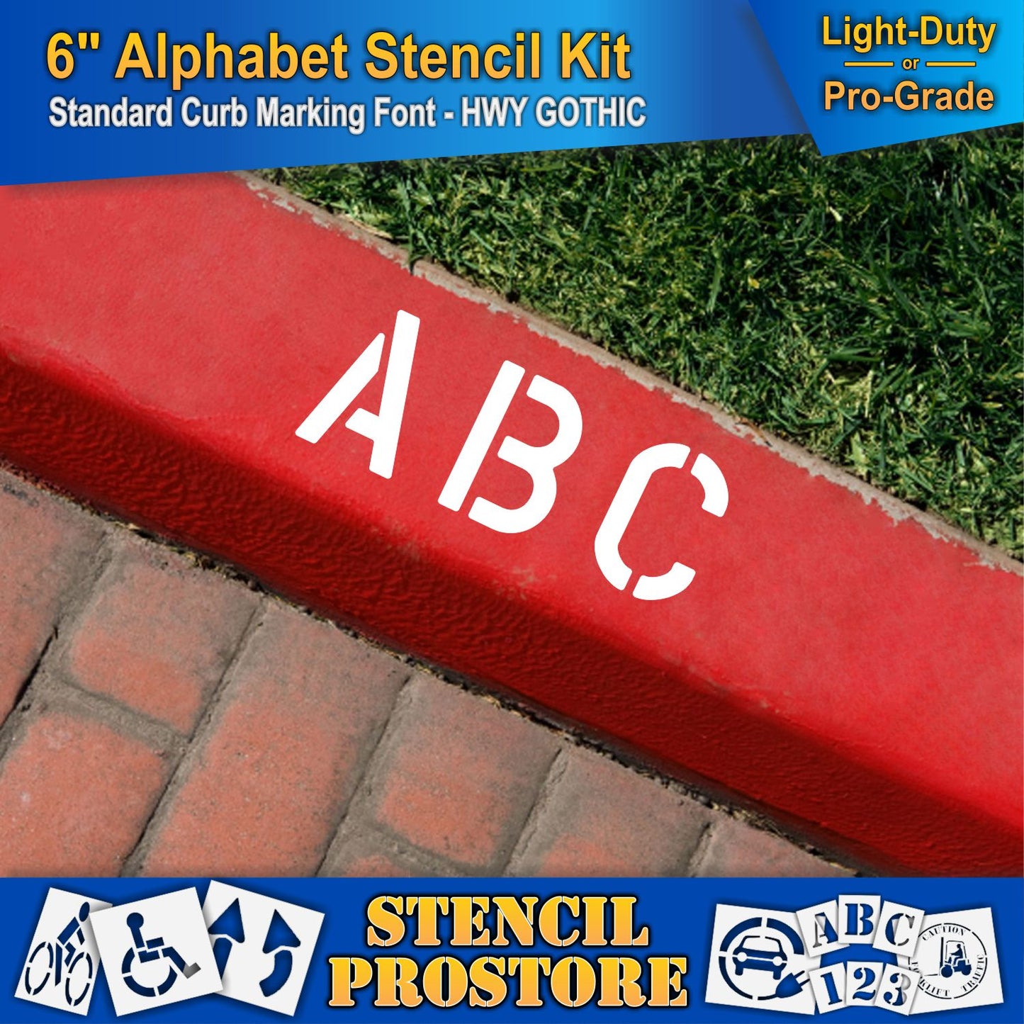 picture of curbside with 6" ABC marking, using 6" alphabet kit