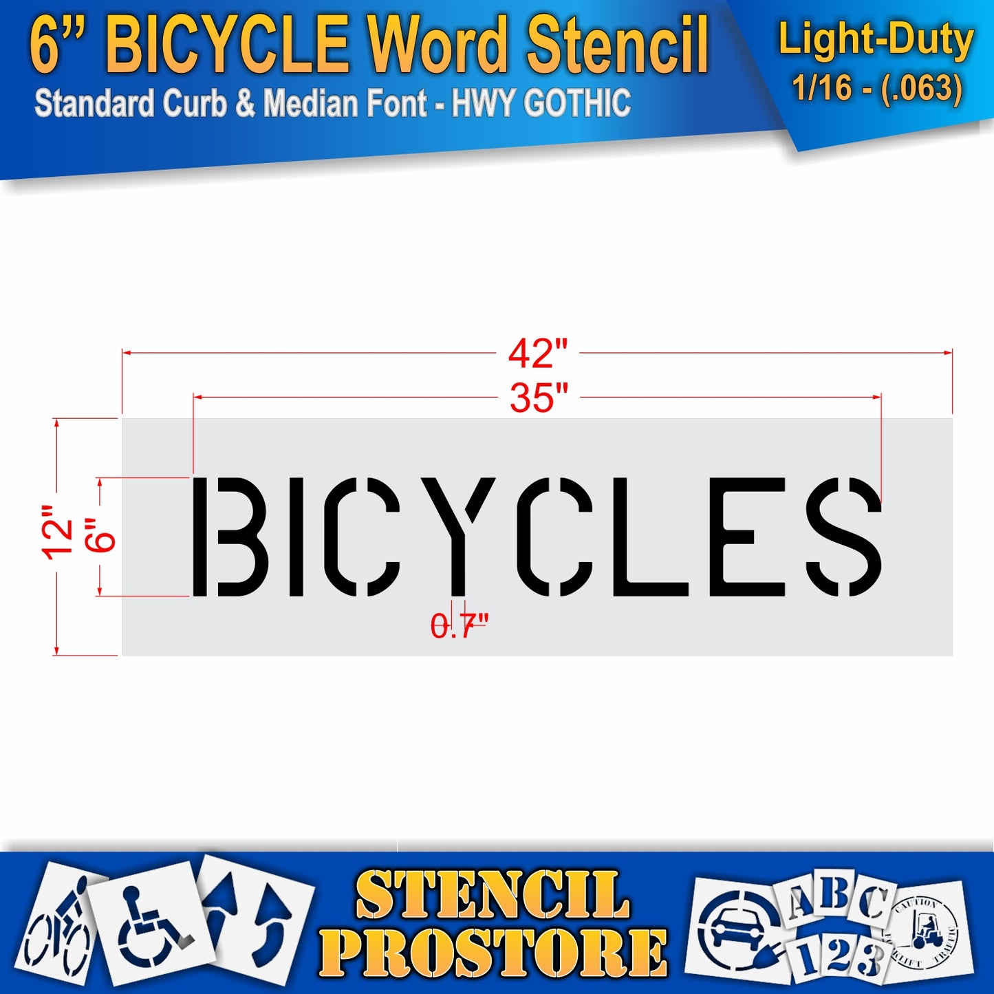 6 Inch BICYCLES Wording Stencil – for Parking Lot and Area Labeling Stencil