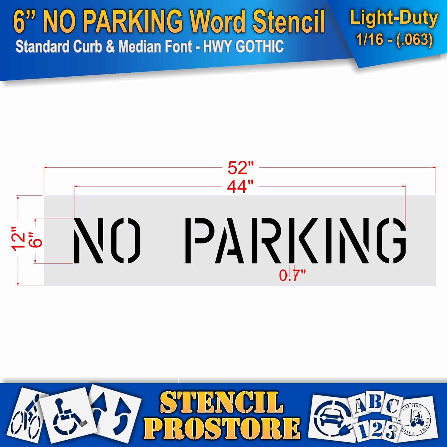 6 Inch NO PARKING Wording Stencil – for Parking Lot and Area Labeling Stencil