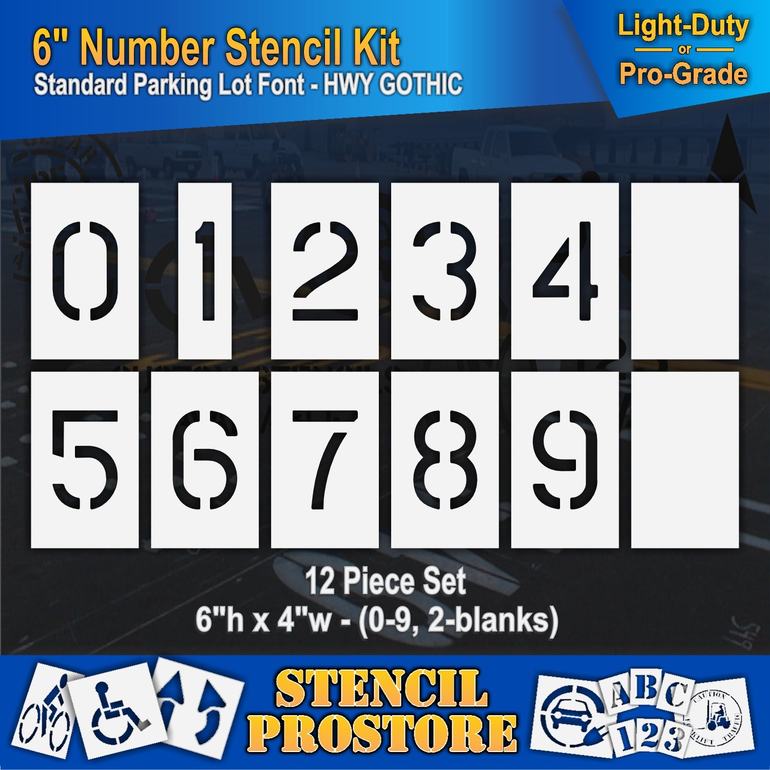 graphic image of 6" number kit stencil full set 0-9 with 2 blanks