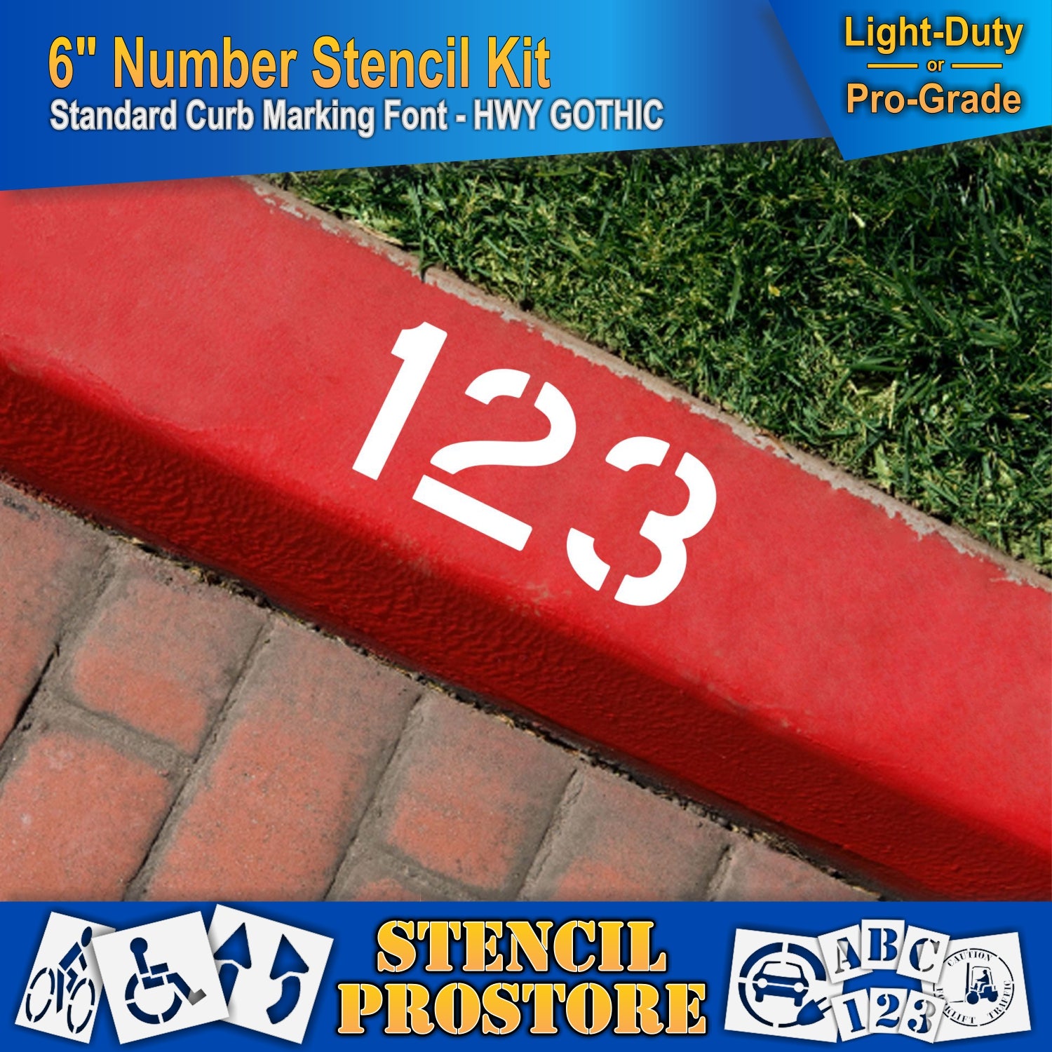 picture of curbside with 6" 123 marking, using 6" number kits