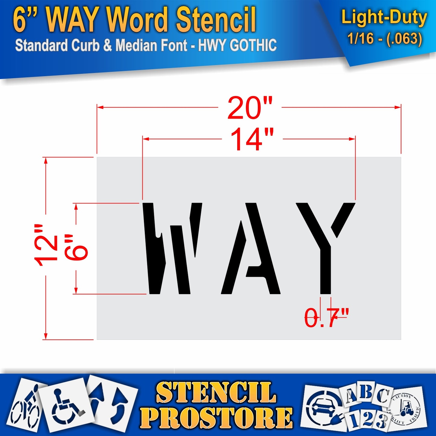 6 Inch WAY Wording Stencil – for Parking Lot and Area Labeling Stencil