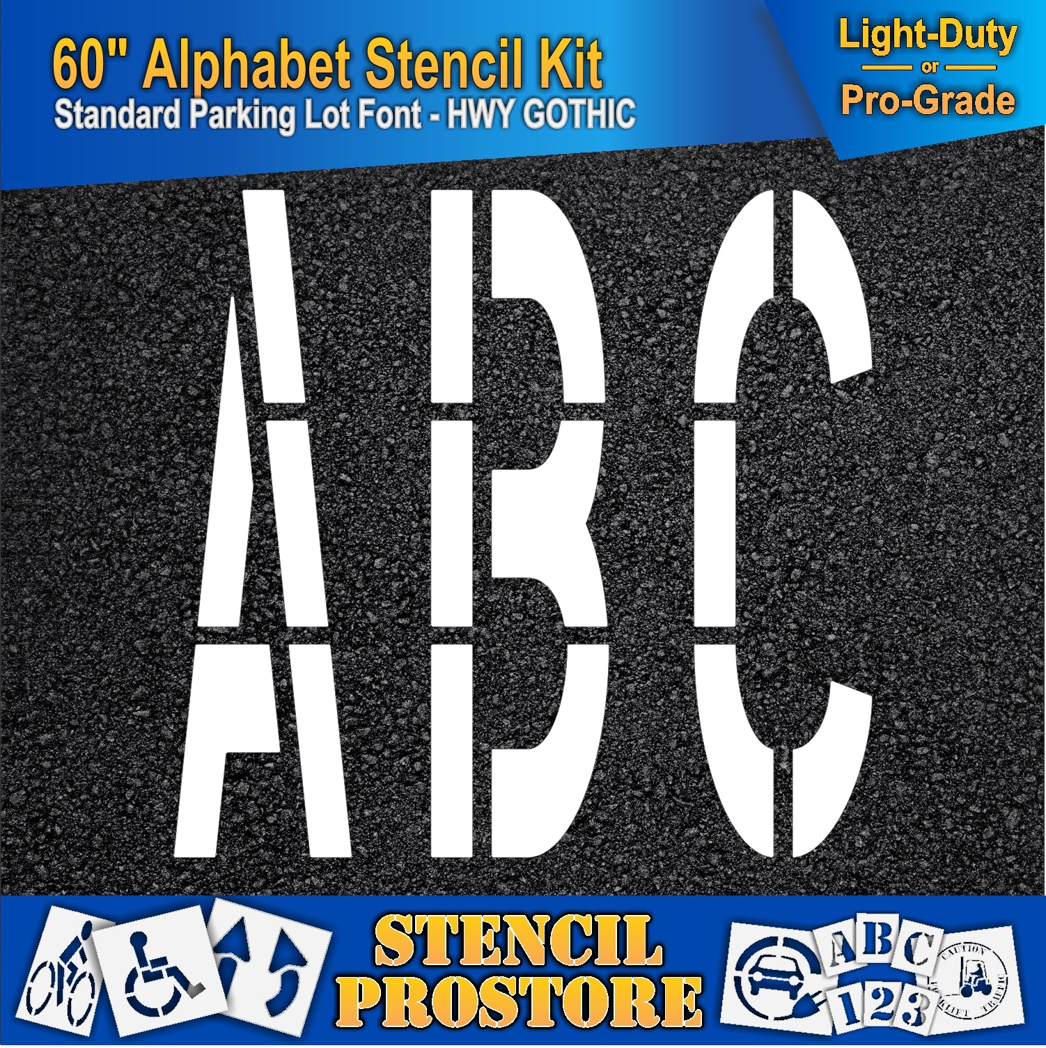 picture of 60" ABC markings on asphalt pavement