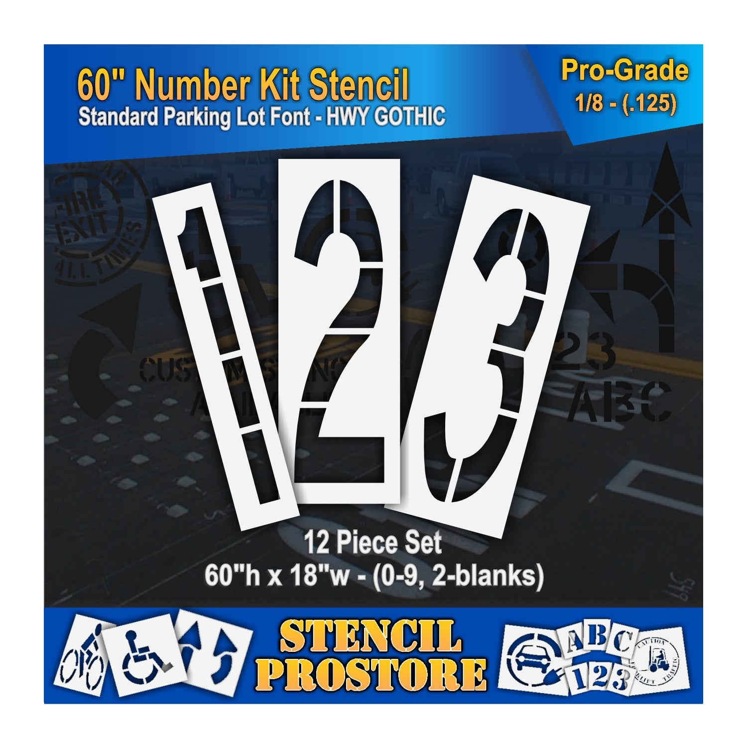 graphic image of 60" 123 stencils. 0.125" material thickness