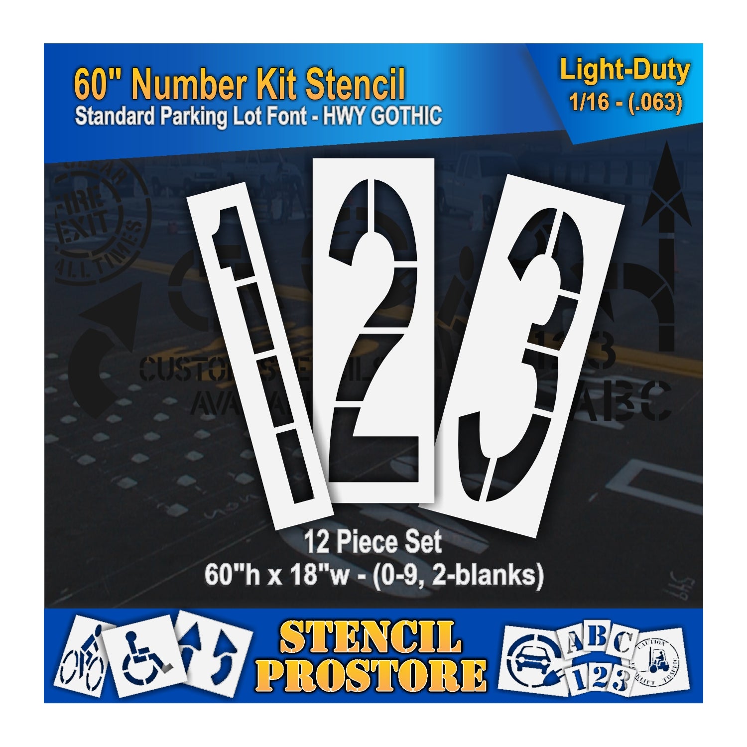 graphic image of 60" 123 stencils. 0.063" material thickness