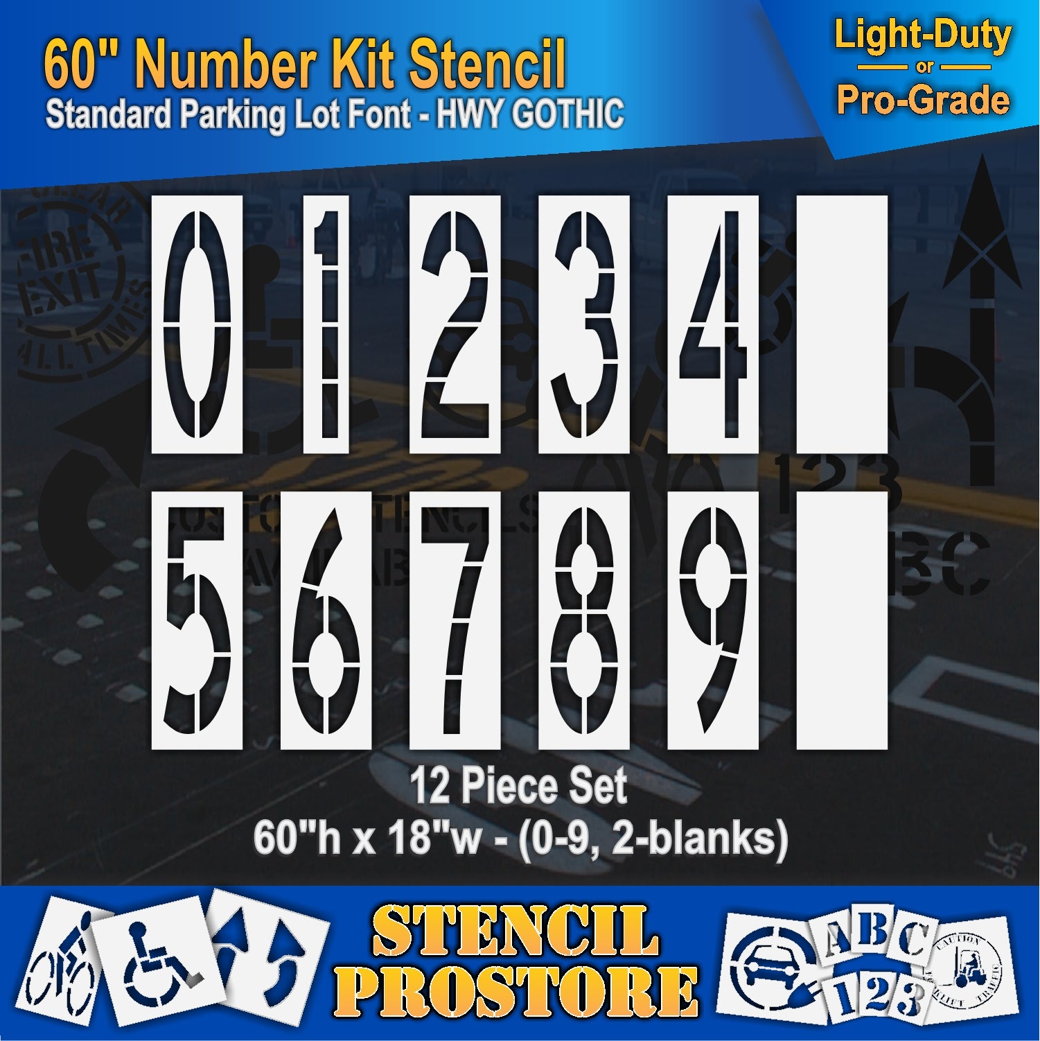 graphic image of 60" number kit stencil full set 0-9 with 2 blanks