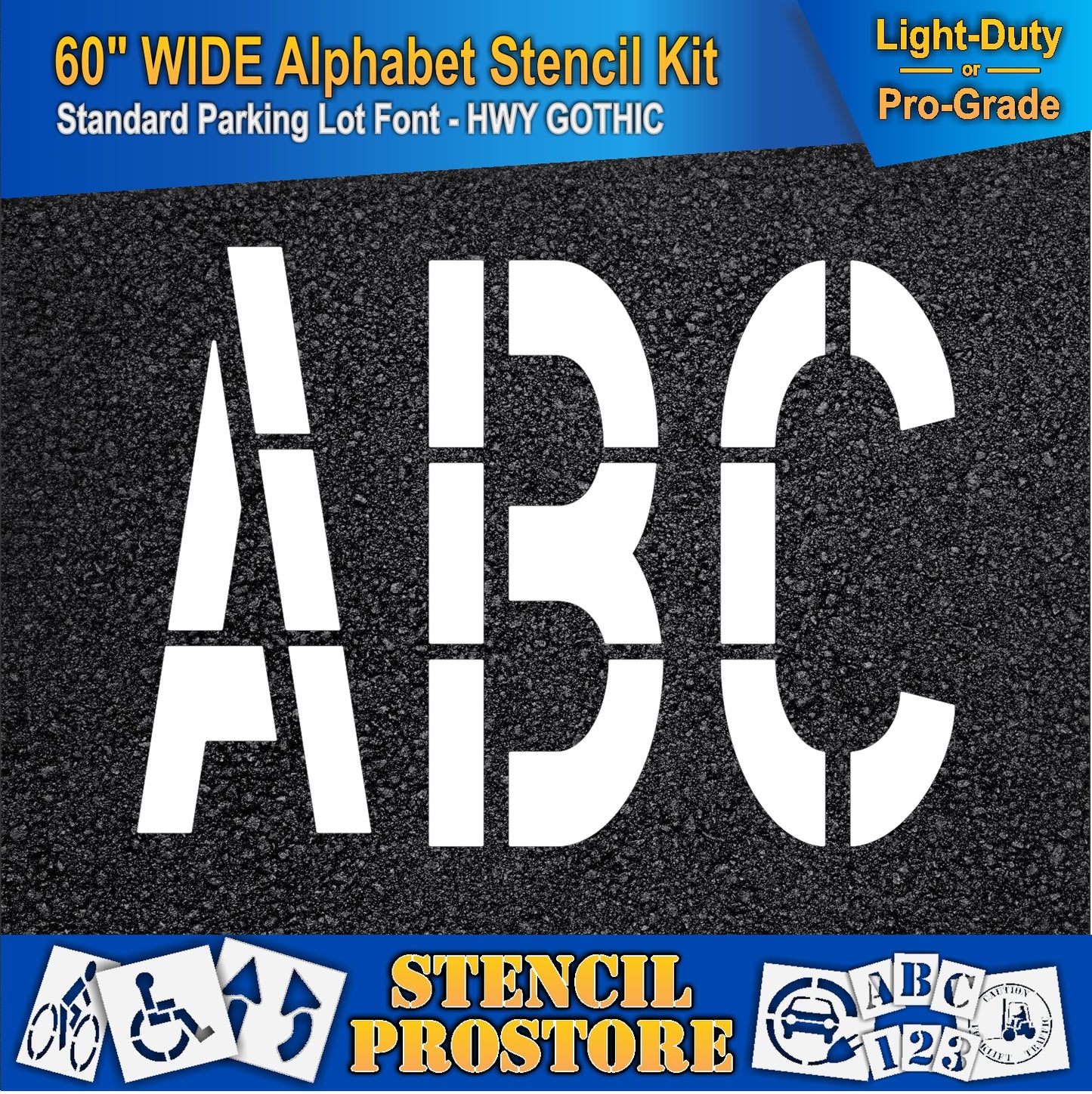 picture of 60" wide ABC marking on asphalt pavement