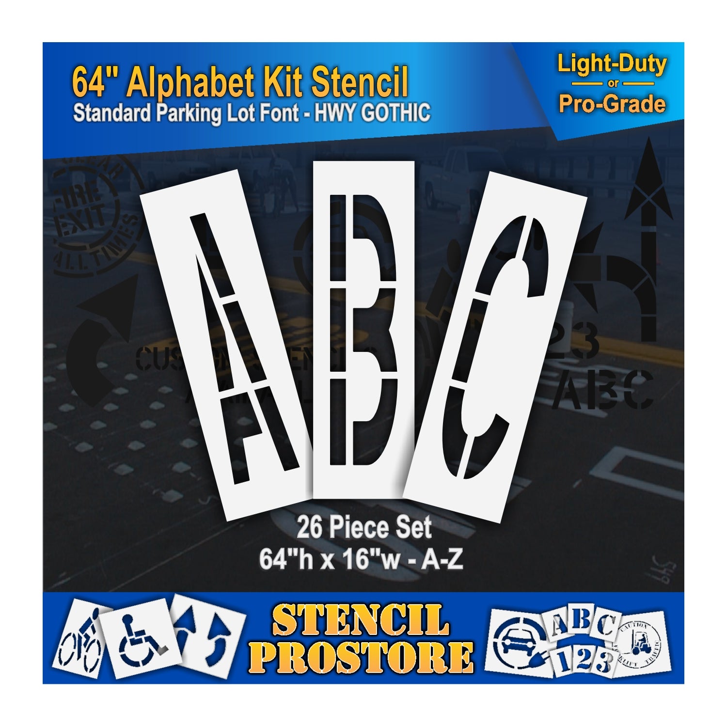 graphic image of 64" letters ABC stencils