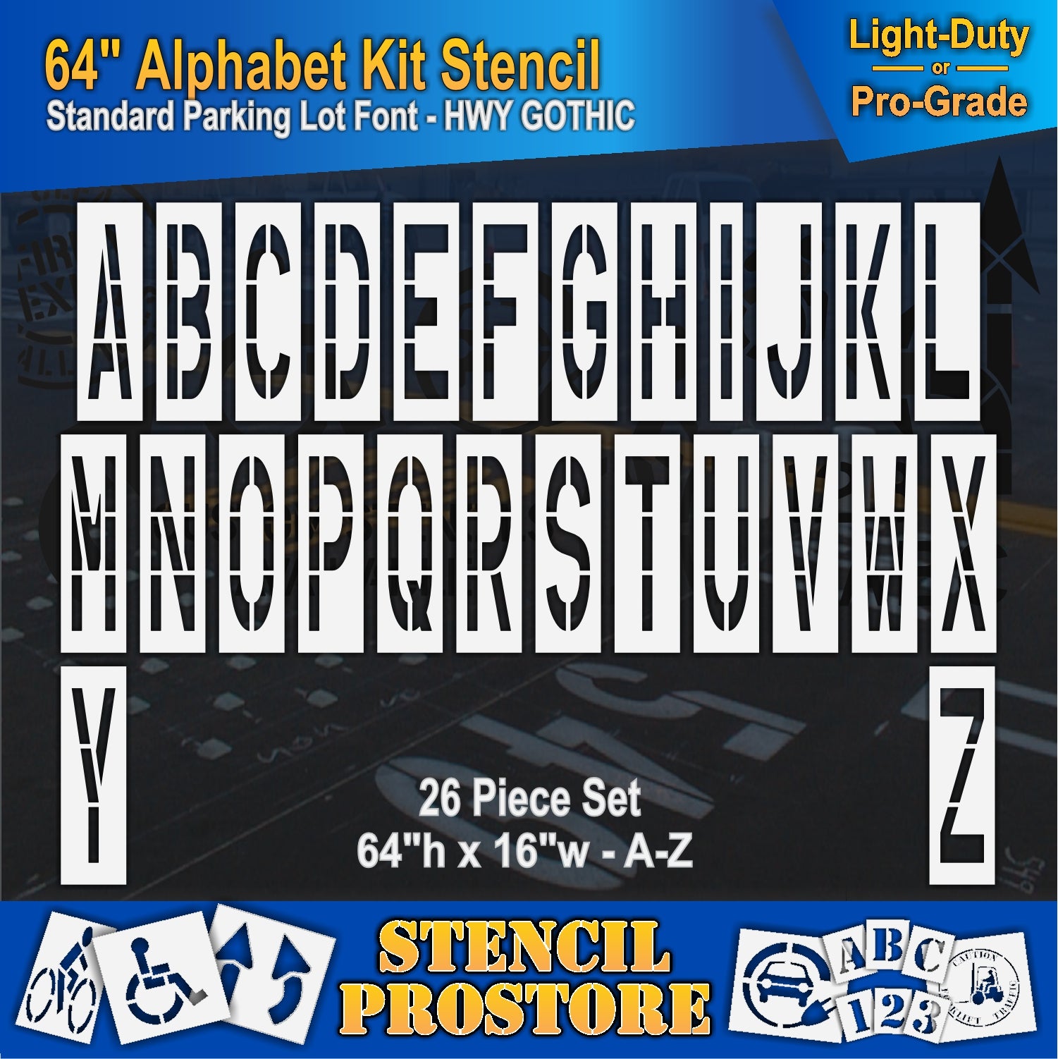 graphic image of 64" alphabet kits stencils full set A-Z
