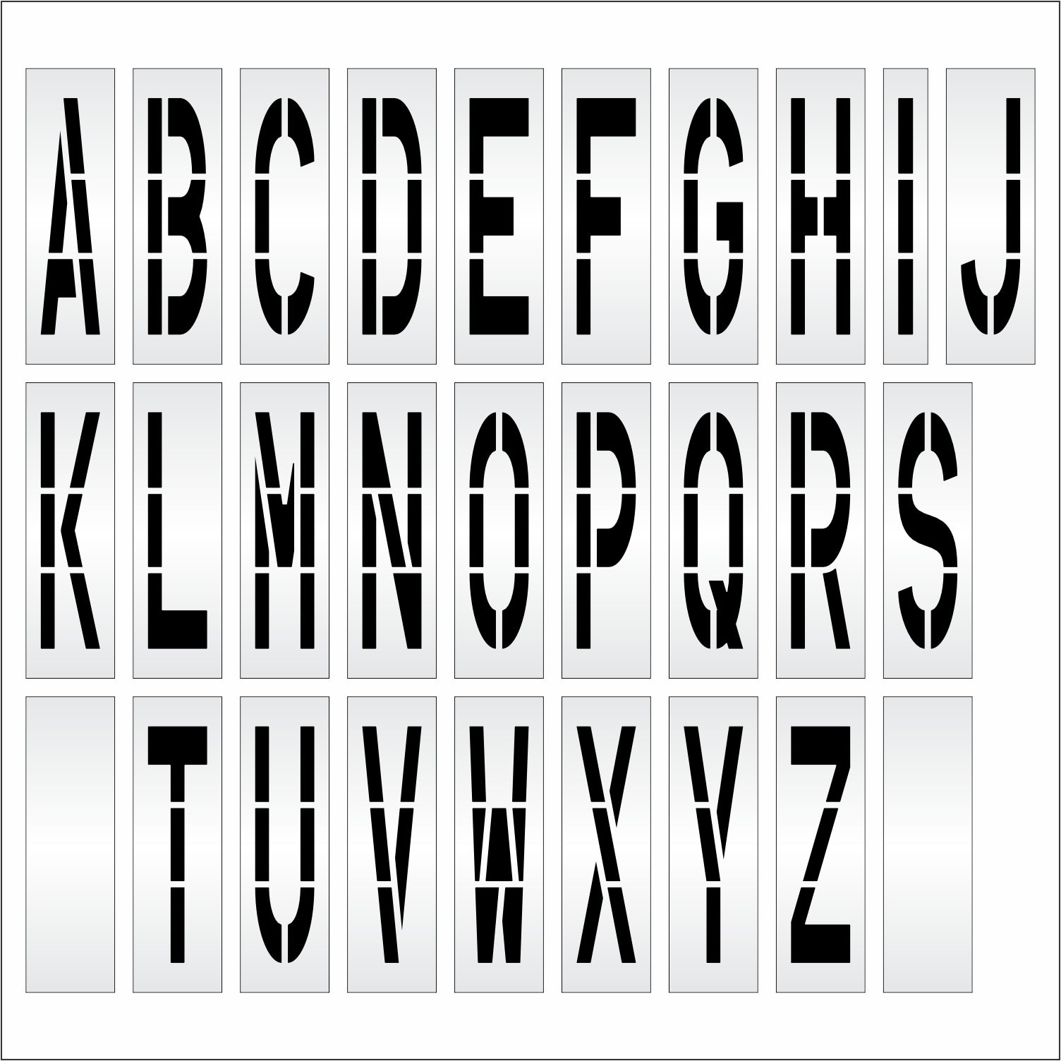 graphic image of 64" alphabet kit stencil full set A-Z with 2 blanks