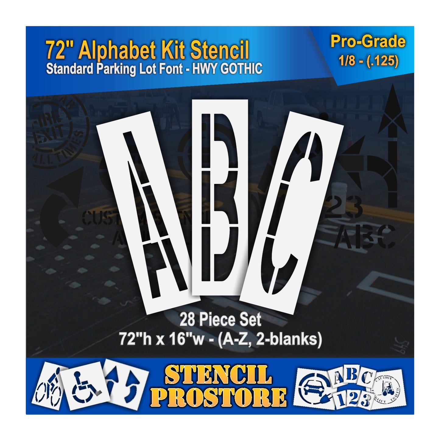 72" letters ABC stencils. 0.125" material thickness