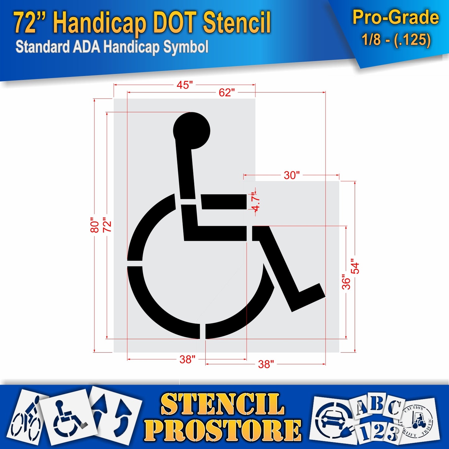 72 Inch Handicap Pavement Stencil – ADA-Compliant Stencil for Parking Lots