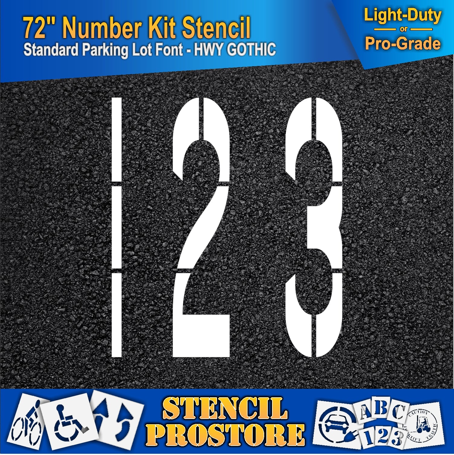 picture of 72" 123 marking on asphalt pavement