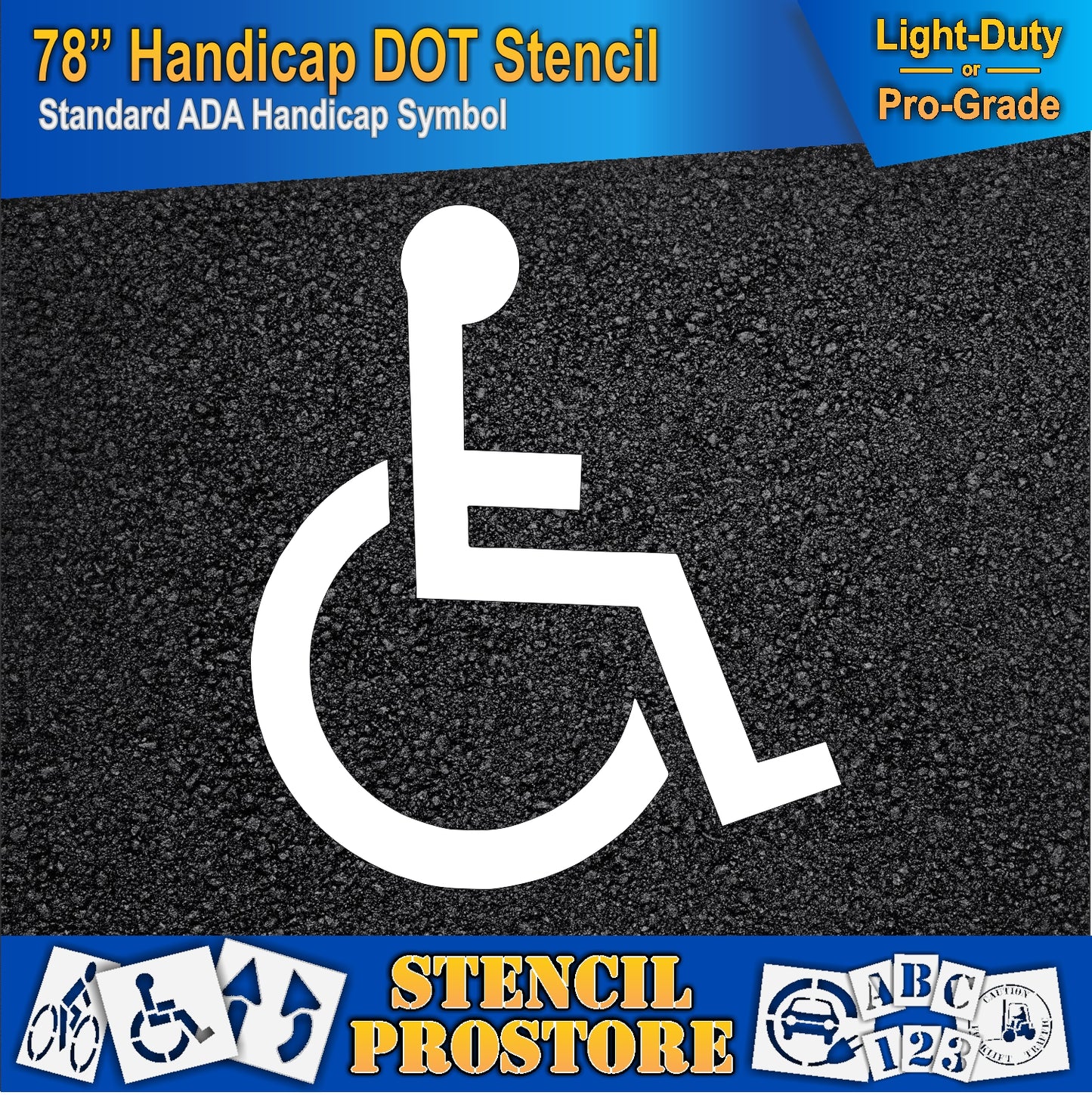 78 Inch Handicap Pavement Stencil – ADA-Compliant Stencil for Parking Lots