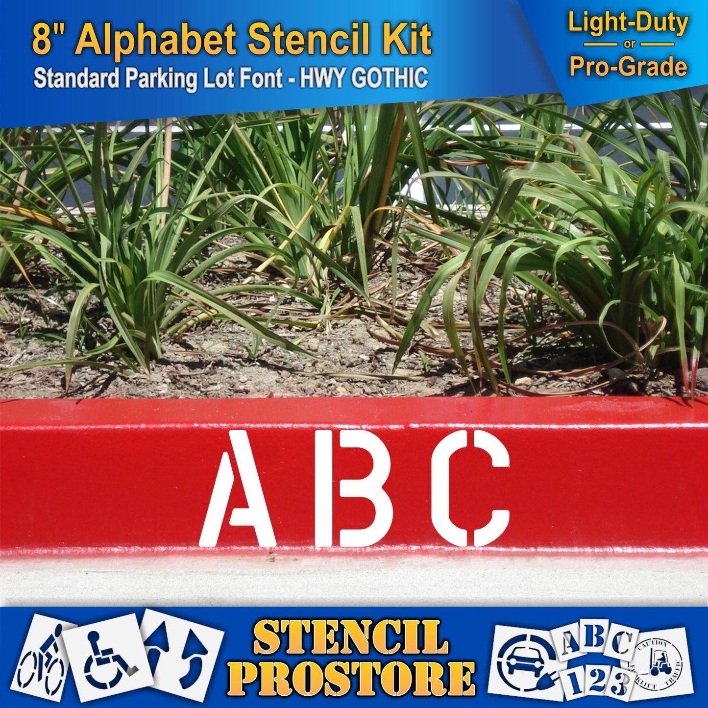 picture of curbside with 8" ABC marking, using the 8" alphabet kit