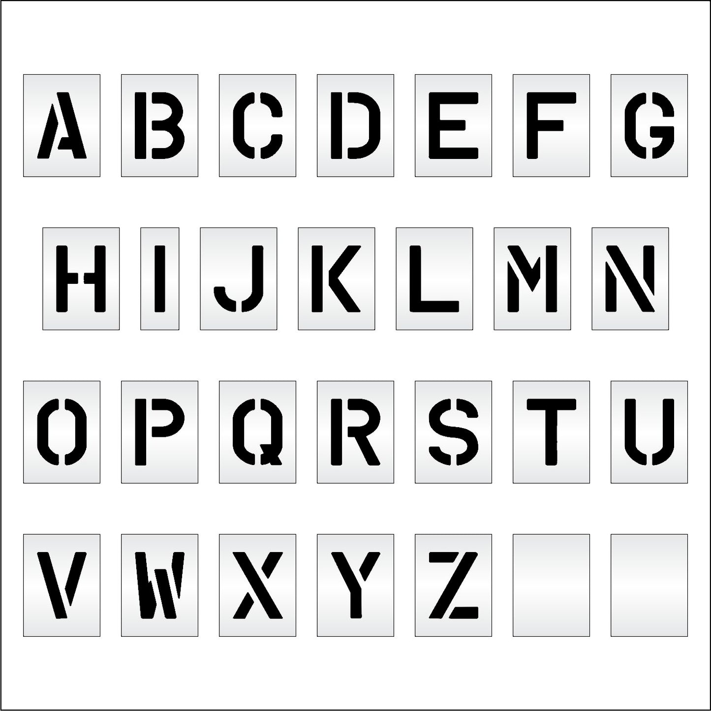graphic image of 8" alphabet kit stencil full set A-Z with 2 blanks