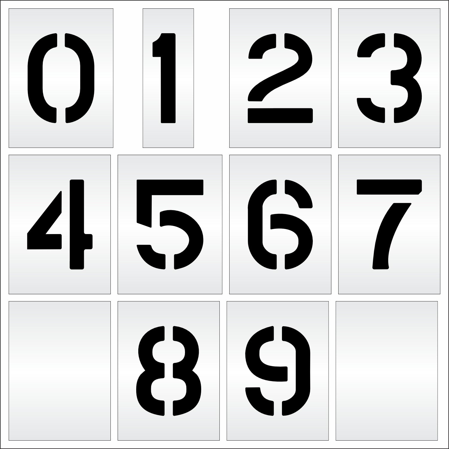 graphic image of 8" number kit stencil full set 0-9 with 2 blanks