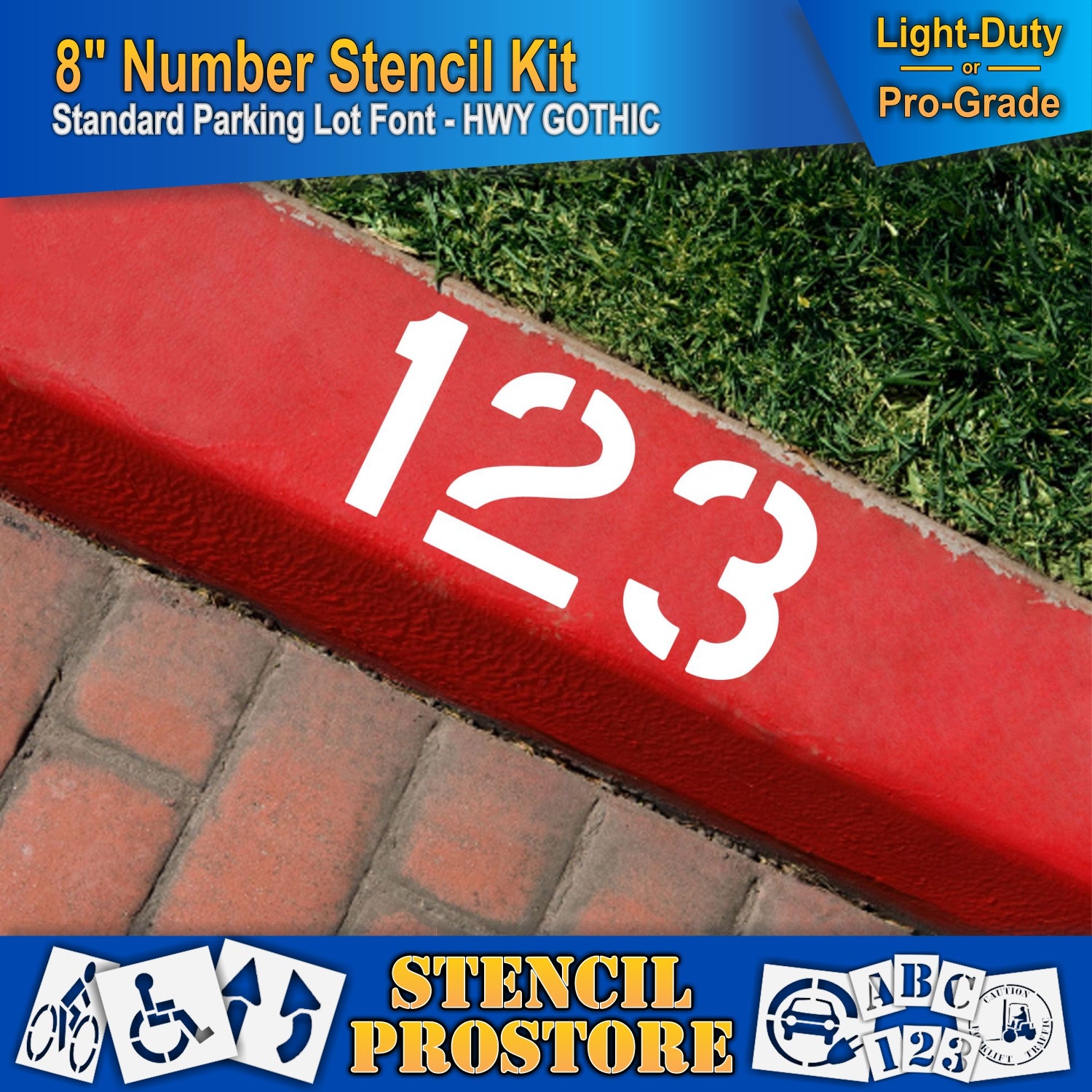picture of curbside with 8" 123 markings, using 8" number kit