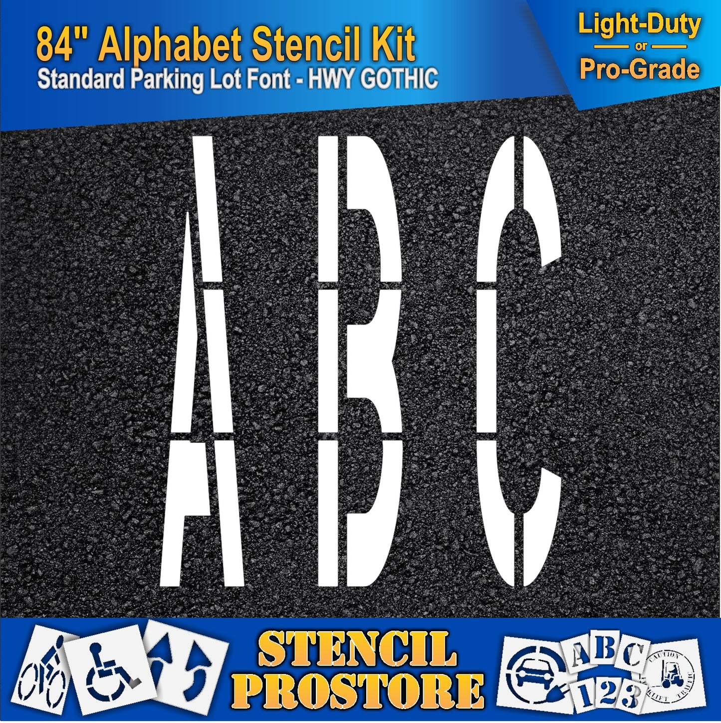 picture of 84" ABC markings, using the 84" alphabet kit