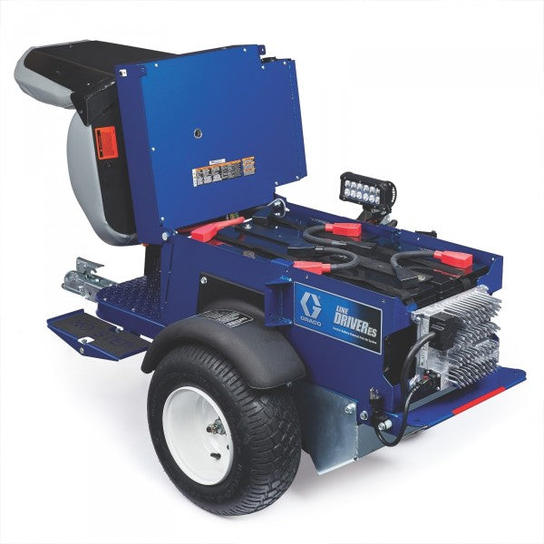 Graco LineDriver ES Ride-On Attachment (4 AGM Batteries) seat folded up to reveal battery packs