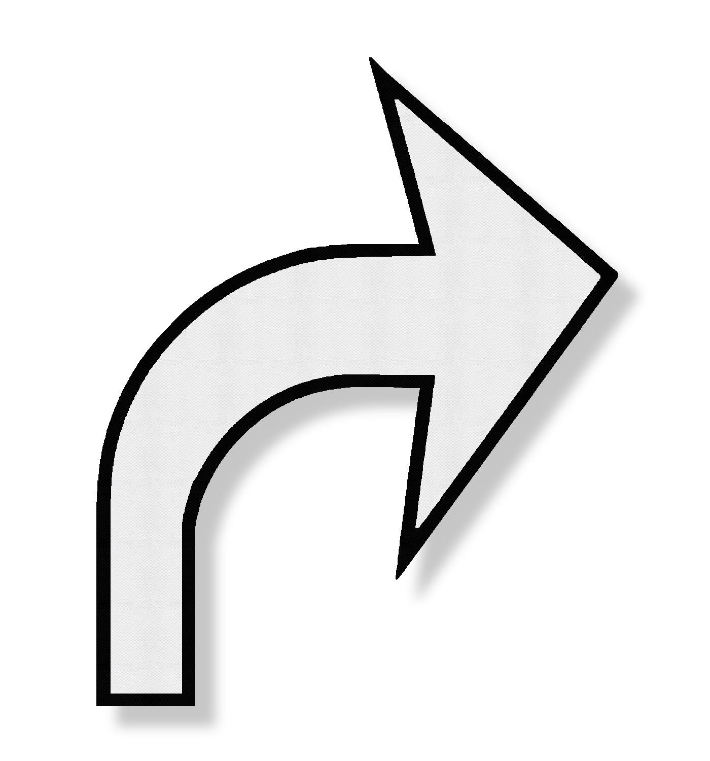 3M 380IES Stamark Right turn arrow in white textured tape with a black outline