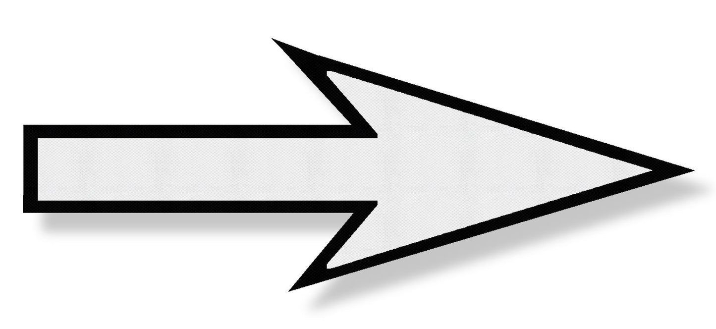 3M Stamark 380IES Straight arrow pointing right in white textured tape with a black outline