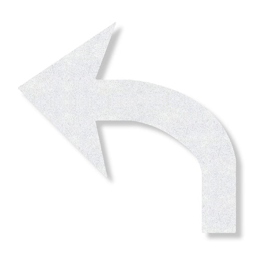 White preformed thermoplastic turn arrow turning left