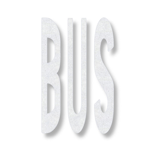 white preformed thermoplastic BUS in all capitals