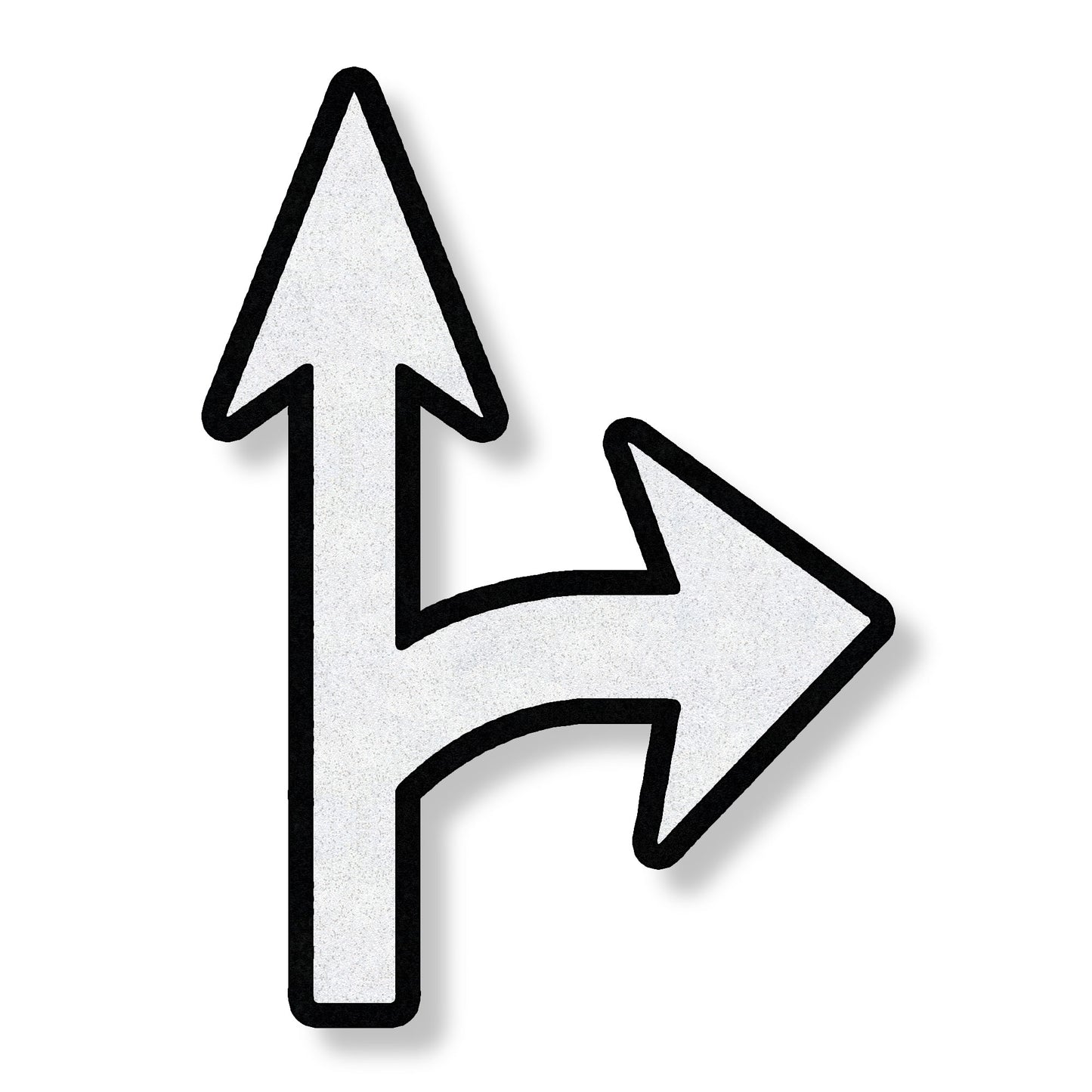 A white combo arrow pointing up and right with a black border